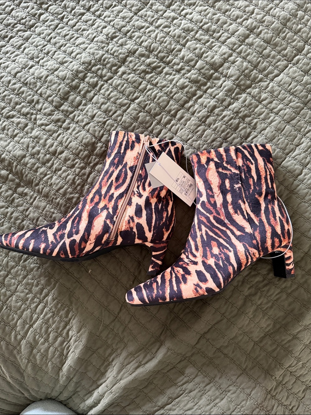 Tiger Print Square Toe Boots